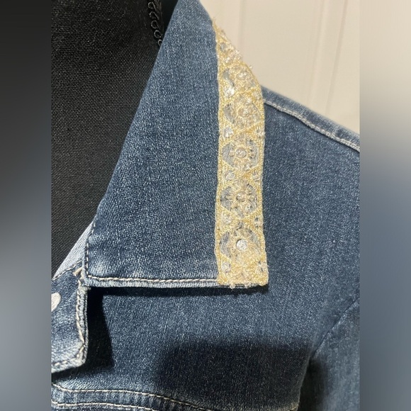 Chico's Dark Blue Denim JACKET WOMENS SIZE 2= L/ XL - Picture 7 of 9